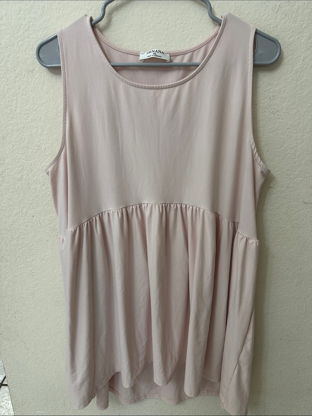 Zenana Outfitters Sleeveless Layered Babydoll Tank - Light Blush